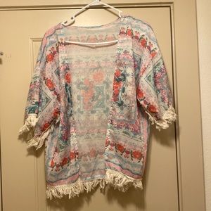 Beautiful blue, pink, and cream cover top!